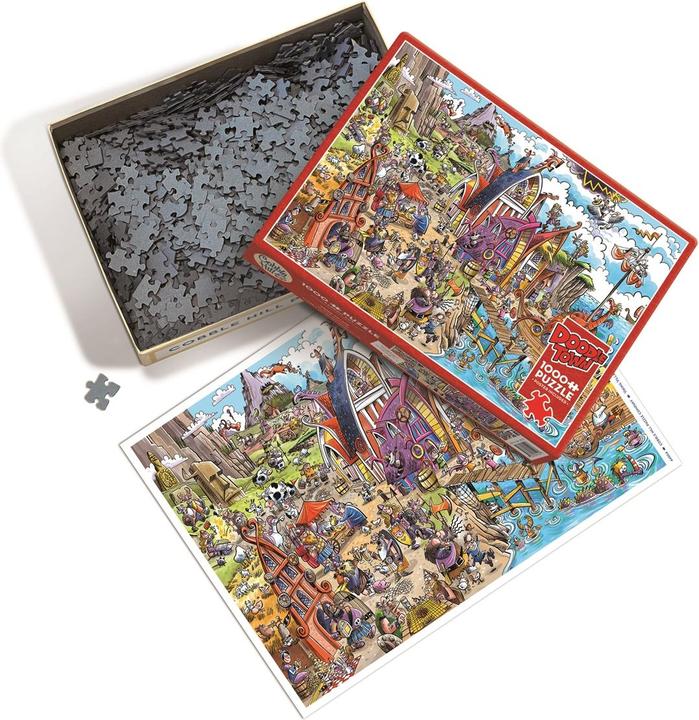 Actual product image Cobble Hill Puzzle 1000 pieces DoodleTown: Viking Village (1000 pieces)