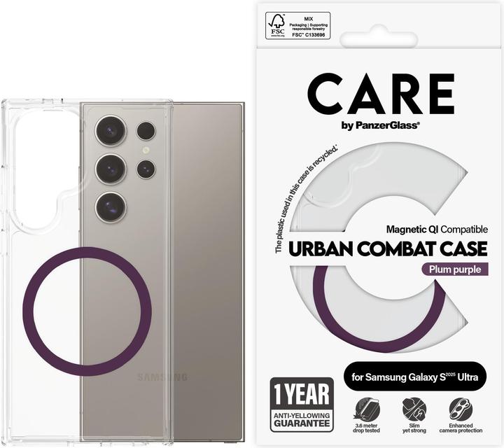 Produktbild PanzerGlass CARE by ® Flagship Case Transparent Urban Combat m. Plum Purple Qi Compatible Samsung Ga (Samsung Galaxy S25 Ultra)