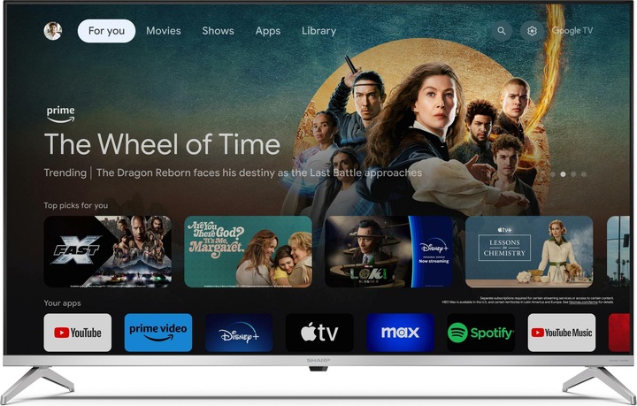 Actual product image Sharp TV QLED GOOGLE TV, 43 INCH, resolution: 3840 (43", QLED, 4K)