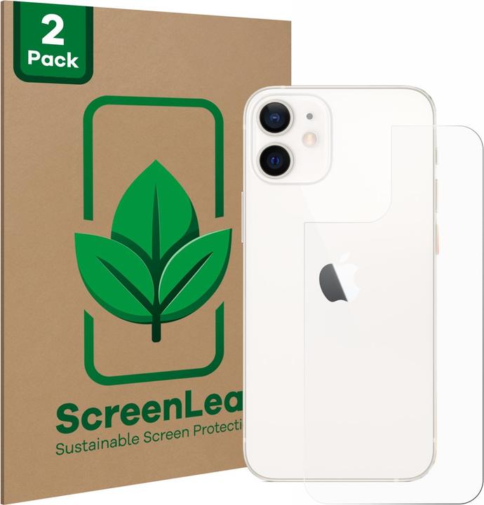 Produktbild ScreenLeaf Schutzfolie nachhaltiger Displayschutz Displayschutzfolie Folie Klar Transparent (2 Stk., Apple iPhone 12 mini)