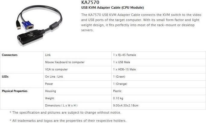 Immagine prodotto Aten Cavo adattatore KVM USB KA7570
