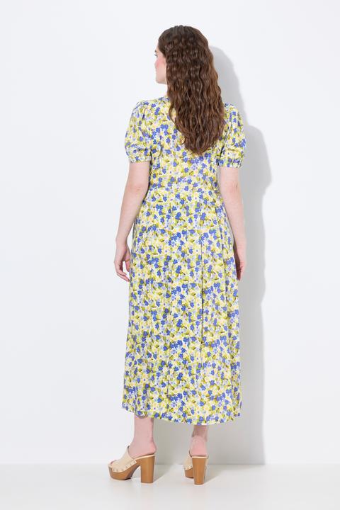 Produktbild Ulla Popken Leinenmix-Maxikleid, Rundhals, Halbarm, Taschen (50, 52)