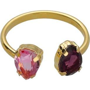 Victoria Cruz, Ring, - Gold Plated Open Ring with Pink Glory Crystals A4904-26DA - Circuit: 54 mm, (54)