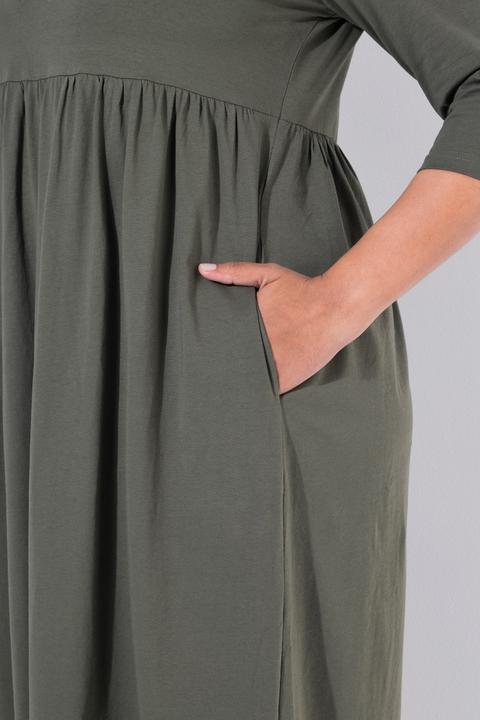 Immagine prodotto Ulla Popken Jersey-Maxikleid, Rundhals, Keyhole, 3/4-Arm, Taschen (60)