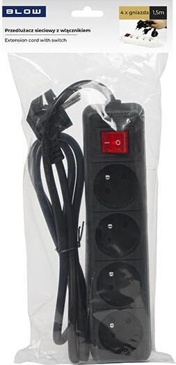 Produktbild Blow Netzverlängerungskabel 4G 1,5M schwarz 98-766# (1.50 m, CEE 7/4)