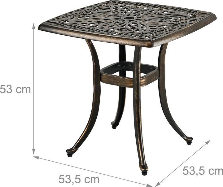 Image du produit Relaxdays Eckiger Gartentisch mit Schirmloch (53 cm)