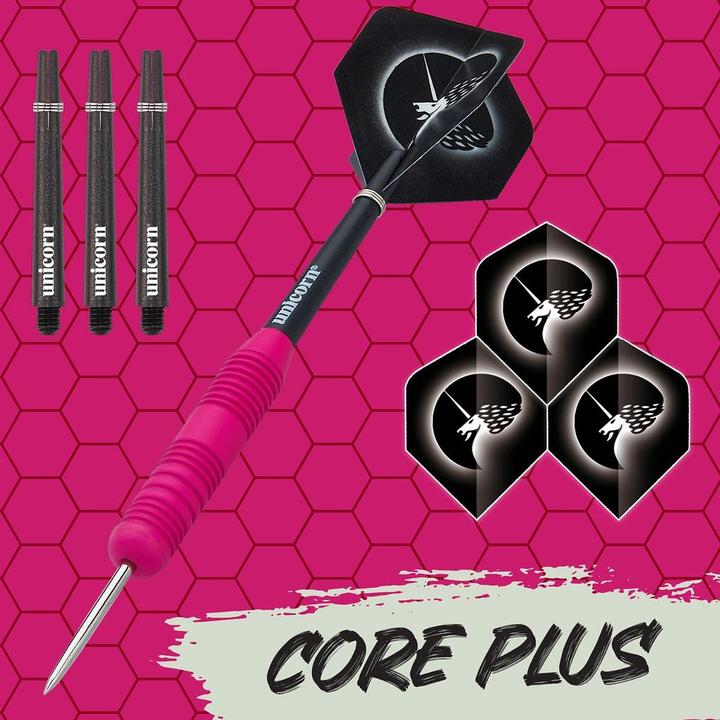 Image du produit Unicorn Core Plus Rubberised Pink Fléchettes en acier 1 jeu (26 g)