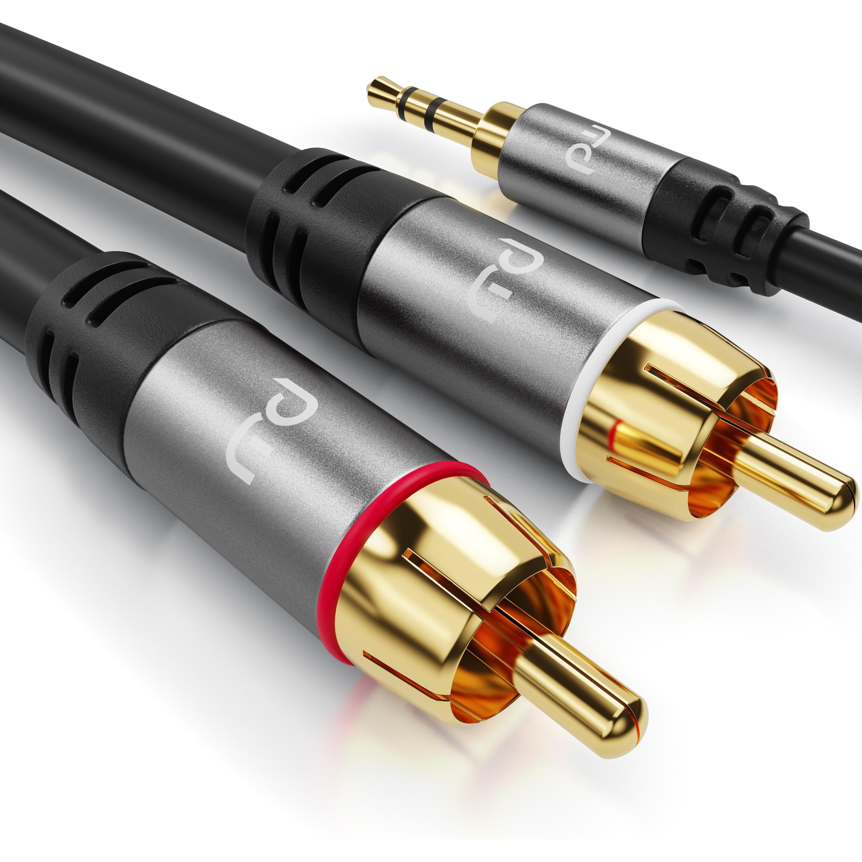 Thumbnail - Primewire Cinchkabel - Cinch zu 3,5mm Klinke Audio Kabel, RCA, AUX, Stereo HiFi Adapter mehrfach geschirmt (7.50 m, 3.5m...