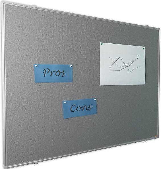 Actual product image eurokraft basic pin board, fabric covering, grey, WxH 2000 x 1000 mm. (Bulletin board, 2000 x 1000 mm)