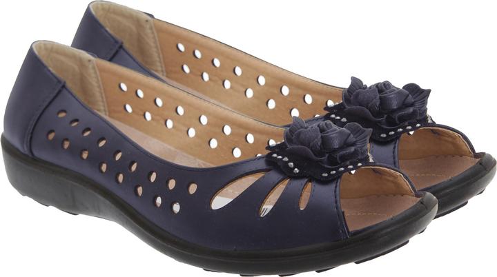 Actual product image Boulevard Ballerinas Shoes With Toe Opening Hole Pattern And Flower Application (39)