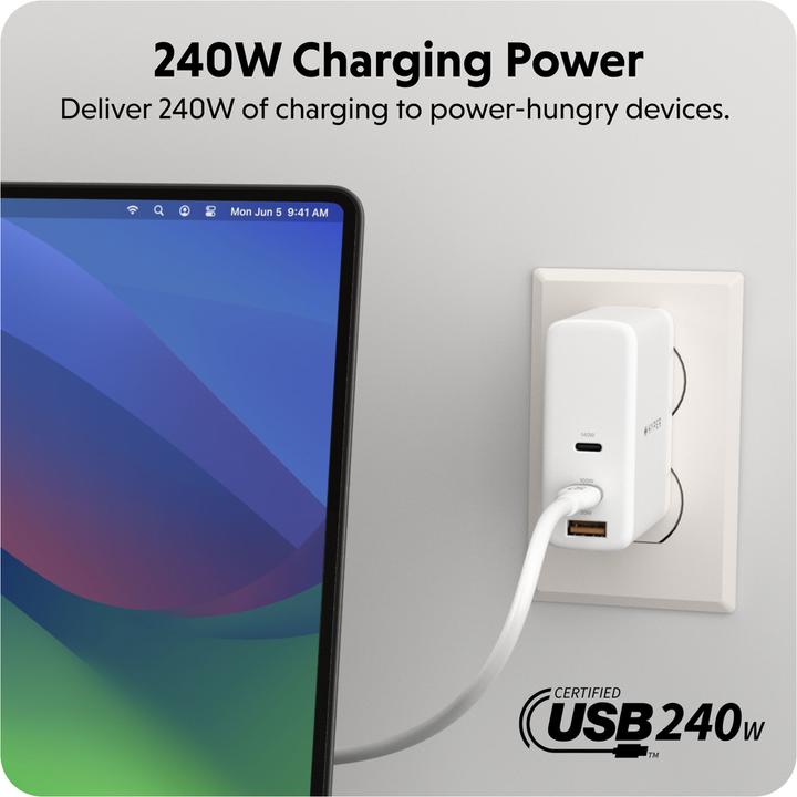 Actual product image Targus 2M Silicone 240W USB-C Charging Cable - (2 m, USB 3.2 Gen 1, 240 W)