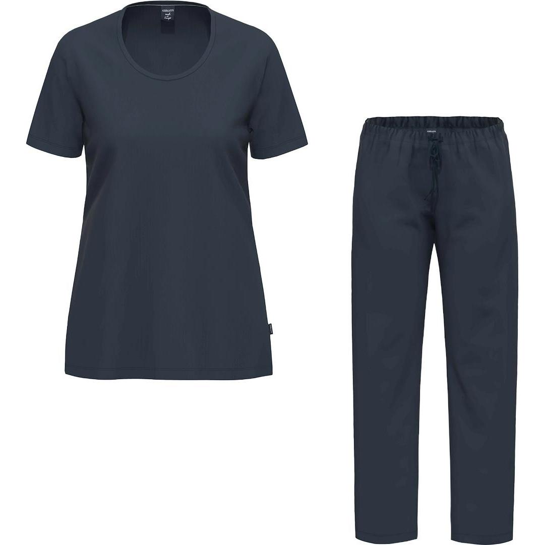 Ammann, Damen, Pyjama, Organic Cotton Schlafanzug Kurzarm, Blau, (46)