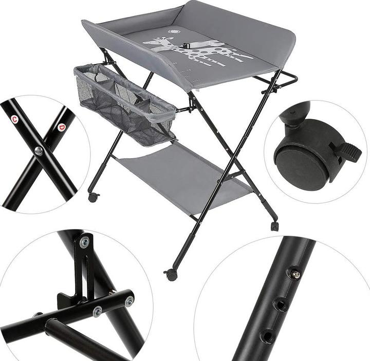 Immagine prodotto Mupai Mobiler Wickeltisch mit Auflage, Sicherheitsgurt und Ablagefächern