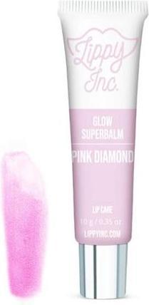 Lippy Inc. Glow Pink Diamond Superbalm Glänzender Lippenbalsam mit natürlichen Ölen und Schimmer (Lippenpflege Stick)