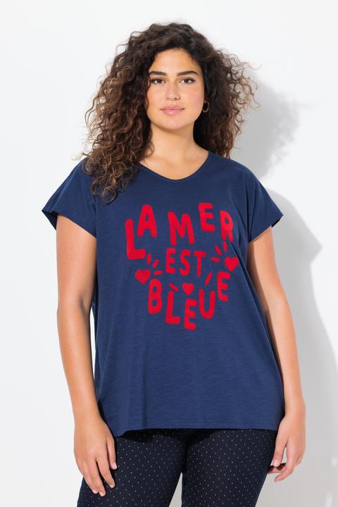 Image du produit Ulla Popken T-shirt « La mer est bleue », col en V et manches courtes (46, 48)