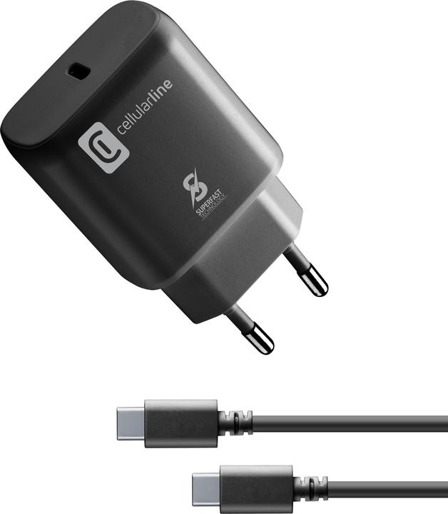 Actual product image Cellularline ACHSMKITC2CPD25WK Mobile Device Charger Black Indoor (25 W, 1 portion)