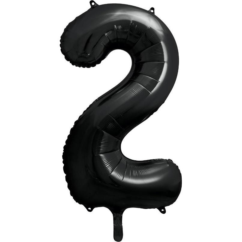 Partydeco Zahlenballon 2 Alu Schwarz 86cm