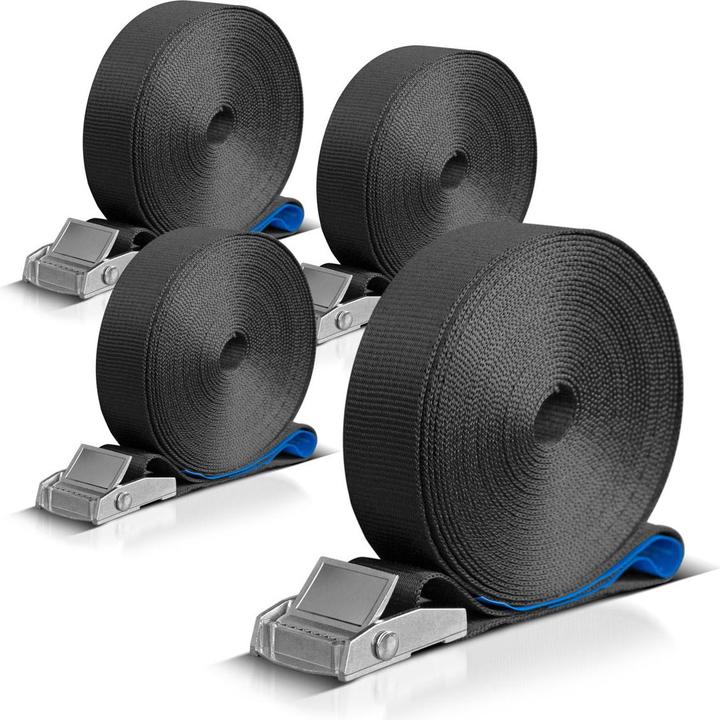 Image du produit Stahlwerk Lot de 4 sangles de serrage 6 m x 25 mm LC 250 daN Sangle de fixation Sangle d'arrimage