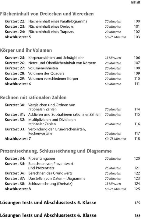 Valori nutrizionali e ingredienti Fit in Test und Klassenarbeit Mathematik 5./6. Klasse Gymnasium (Tedesco, Christine Kestler, 2017)