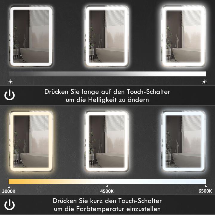 Immagine prodotto Homcom Badspiegel Hartglas Silber (70 x 70 x 90 cm)