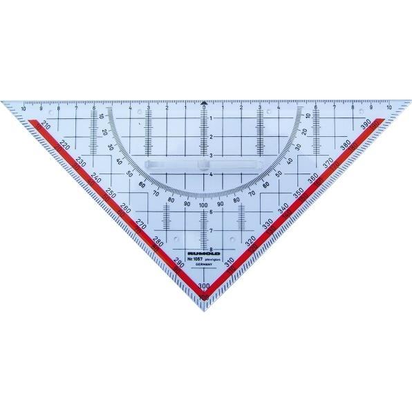 Rumold, Lineal, TZ-Dreieck 22,5cm Acryl transparent mit festem Griff (225 mm)