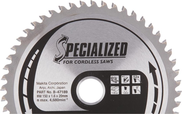 Actual product image Makita Saw blade aluminium 150 x 20 x 52Z, B-47064