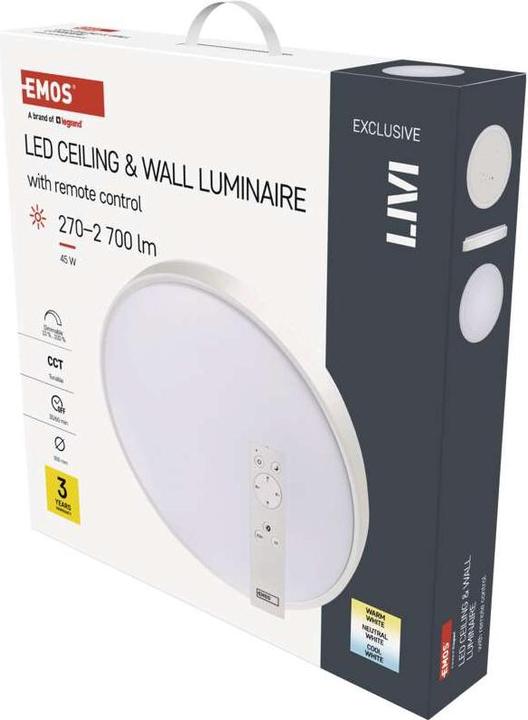 Produktbild Emos LED-Leuchte LIVI 50 cm, 45 W, warm-kaltweiss, dimmbar mit Fernbedienung (2700 lm)