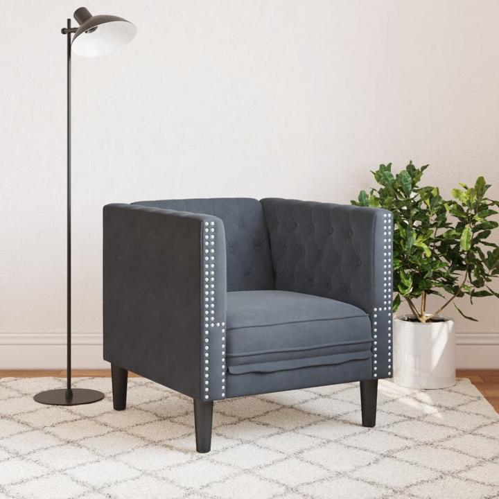 Image du produit VidaXL Chesterfield Fauteuil lounge Fauteuil club Canapé Fauteuil rembourré Gris foncé