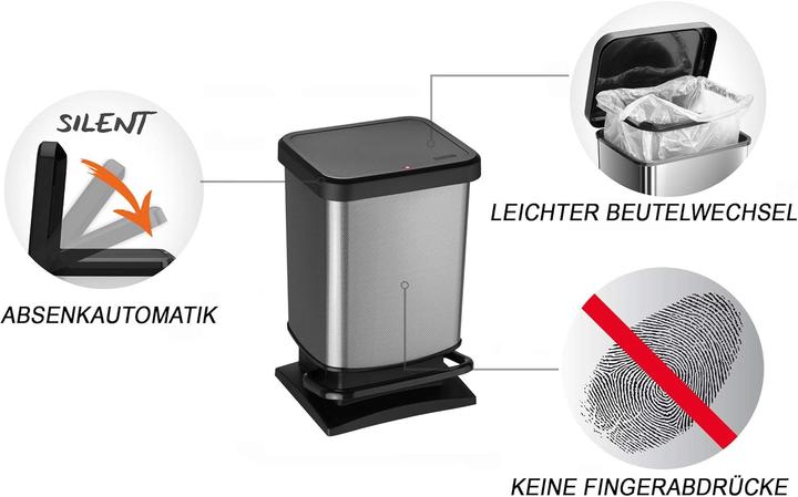Actual product image Rotho Paso pedaalemmer - prullenbak 20L - BPA vrij - donker zilvermetallic (1754010273WS) (20 l)
