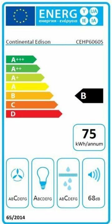 Energie-Label Continental Edison Konventioneller Rauchfang 60 cm