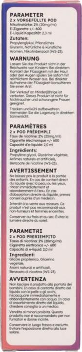 Nutritional values and ingredients SKE 4in1 POD 2x (Raspberry)