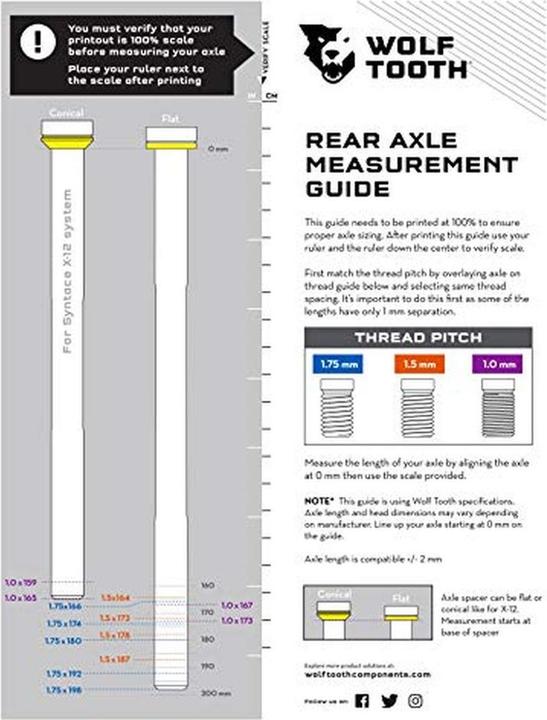 Actual product image Wolf Tooth Thru Axle, Rear 12x164mm, M12x1.5, 13mm, black