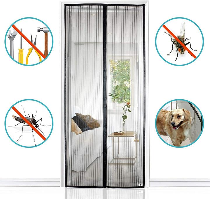 Actual product image Werkstein Magnetic door insect screen fly curtain mosquito net (100 x 210 cm)