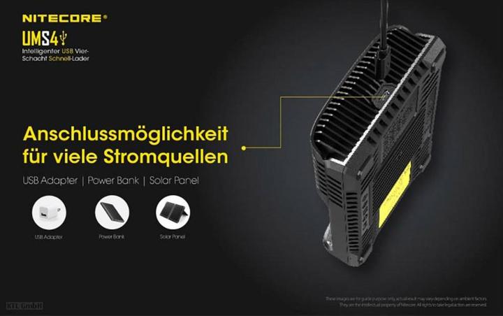 Produktbild Nitecore UMS4 USB-Schnell-Ladegerät (1 Stk., C, D, AA, AAA, AAAA, Ladegerät ohne Akku)