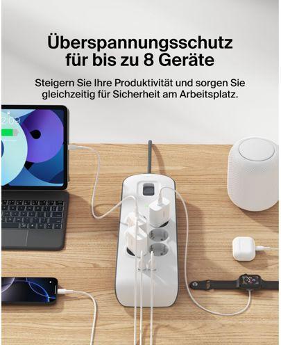 Produktbild Belkin Steckdosenleiste 6-fach + 2xUSB-A, 2m Kabel BSV604vf2M-V2 (6x, Typ 13, USB-A, 2 m)