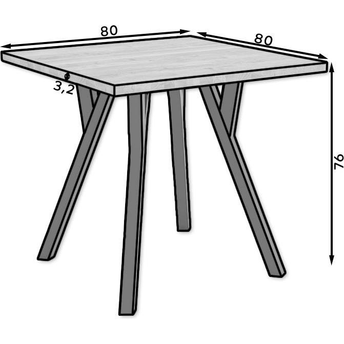 ADRK Furniture, Esstisch, RODOS-Tisch 83 (83 x 83 x 40 cm)