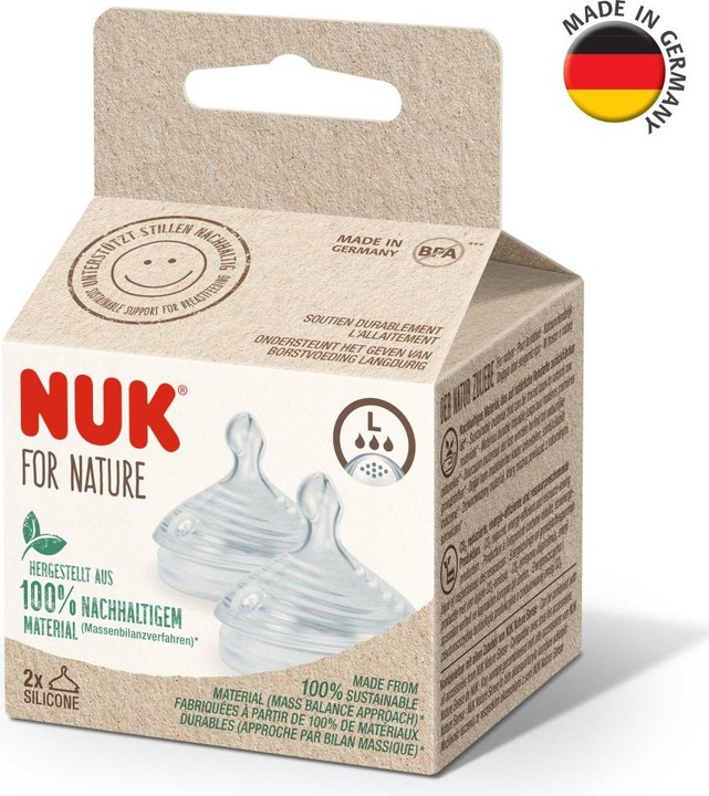 Actual product image NUK for Nature teat, breast-like teat made from sustainable silicone, size L, BPA free