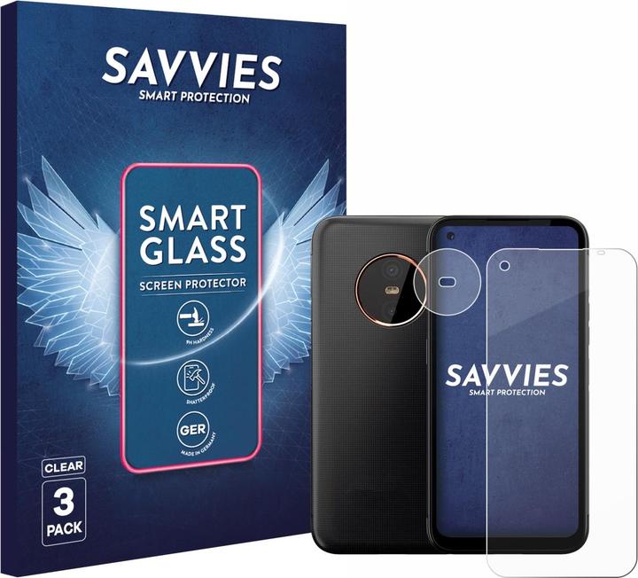 Actual product image Savvies 3x Smart Glass - 9H Hybrid Glass Screen Protector for Gigaset GX6 (Front+Camera) (3 pcs., Gigaset GX6)