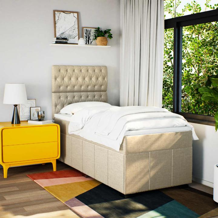 Produktbild vidaXL Bo x springbett mit Matratze 90 x 200 cm Stoff (90 x 200 cm)