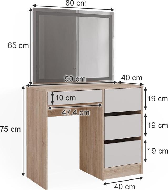 Produktbild Vicco Sherry mit LED-Spiegel (90 x 40 x 75 cm)
