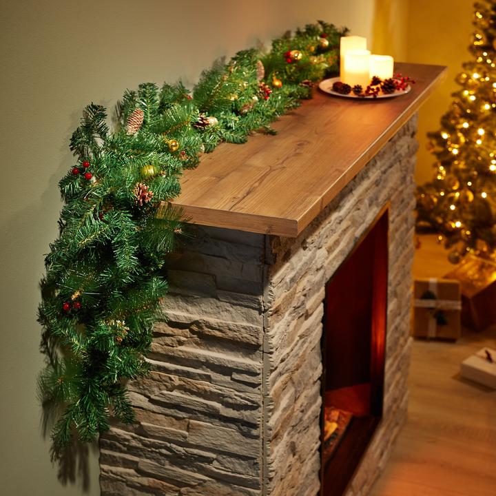 Actual product image tectake Weihnachtsgirlande naturgetreu mit Tannenzapfen 2,7m