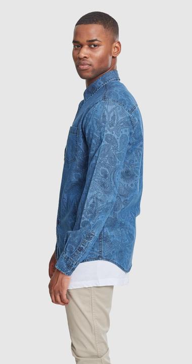 Produktbild Urban Classics Printed Paisley Denim Shirt (S)
