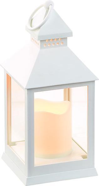Lunartec Lanterna con candela a LED tremolante e timer, funzionamento a batteria, bianco (1 x)