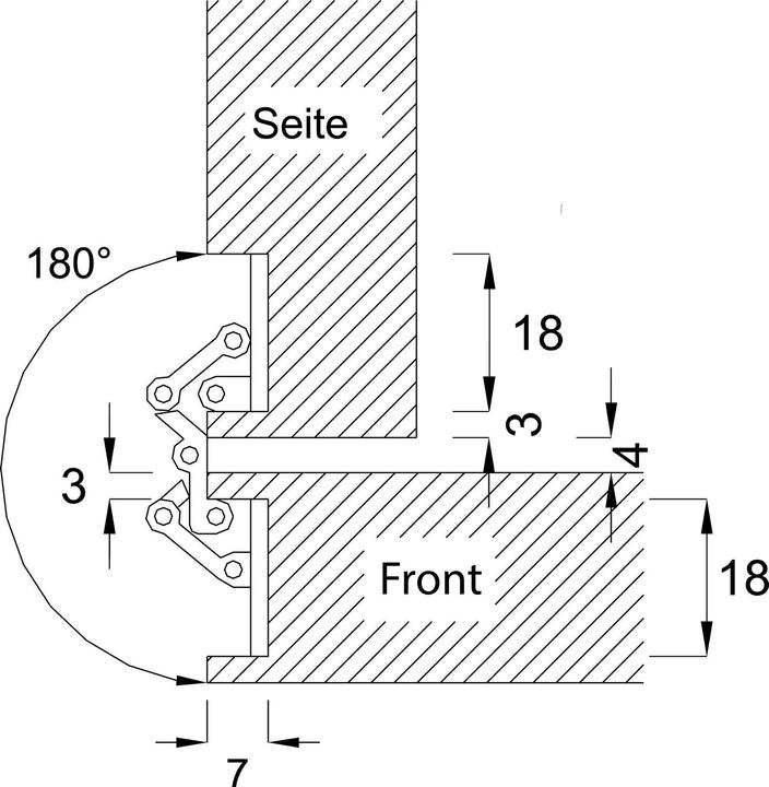 Produktbild SEPA Einlass-Scharnier, 52x18 mm, ÖW 180 Grad, Messing vernickelt matt