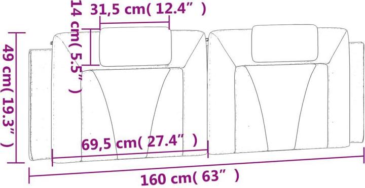 Immagine prodotto vidaXL Kopfteil-Kissen (160 x 3 x 49 cm)