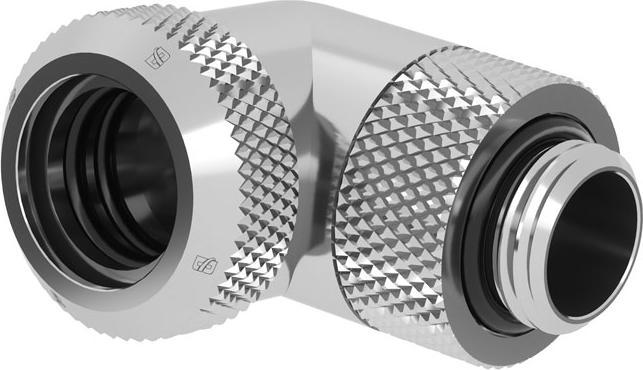 Barrow Multi-Link Adapter Anschluss 90 Grad G1/4 Zoll AG auf 14mm AD Hardtube - drehbar, silber