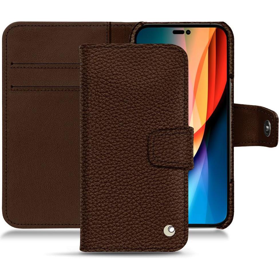 Thumbnail - Noreve Lederschutzhülle Wallet (Apple iPhone 14 Pro), Smartphone Hülle, Braun