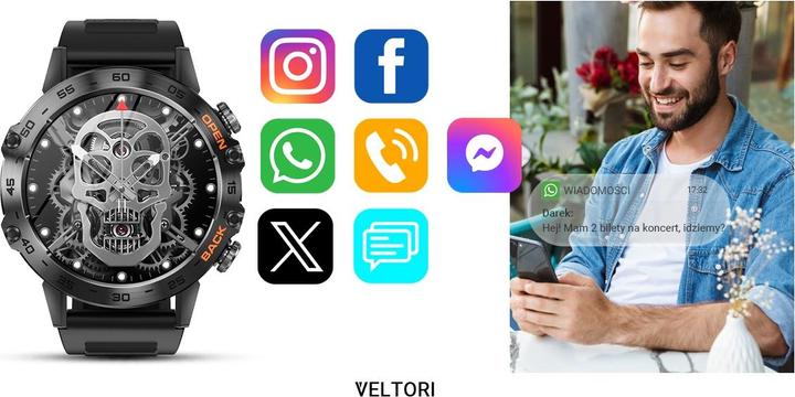 Produktbild Giewont Veltori VT120-1 Smartwatch, schwarzes Silikonarmband