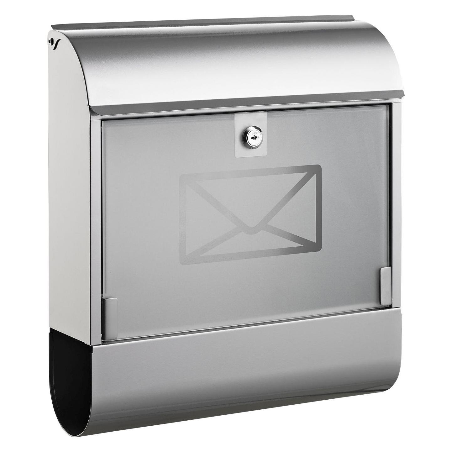 Alco Briefkasten Metall Lackiert Zeitungsfach 410x115x360mm Silber