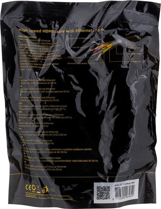 Produktbild Gembird HDMI (Typ A) — HDMI (Typ A) (7.50 m)